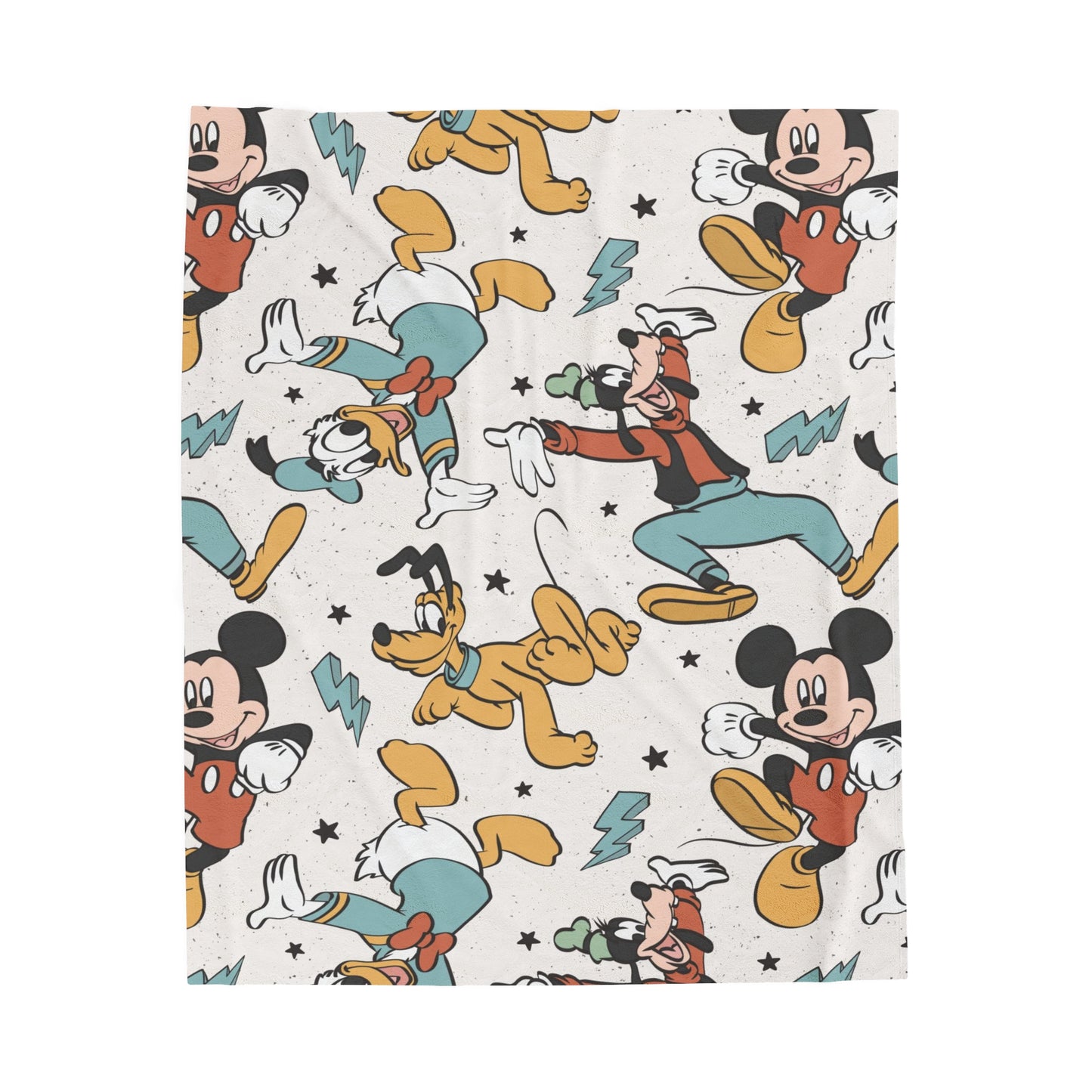 Clubhouse Friends Neutral Teal - Plush Throw Blanket